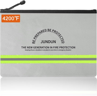 JUNDUN Fireproof Document Bags,14.2”x 10.0”Waterproof Fireproof
