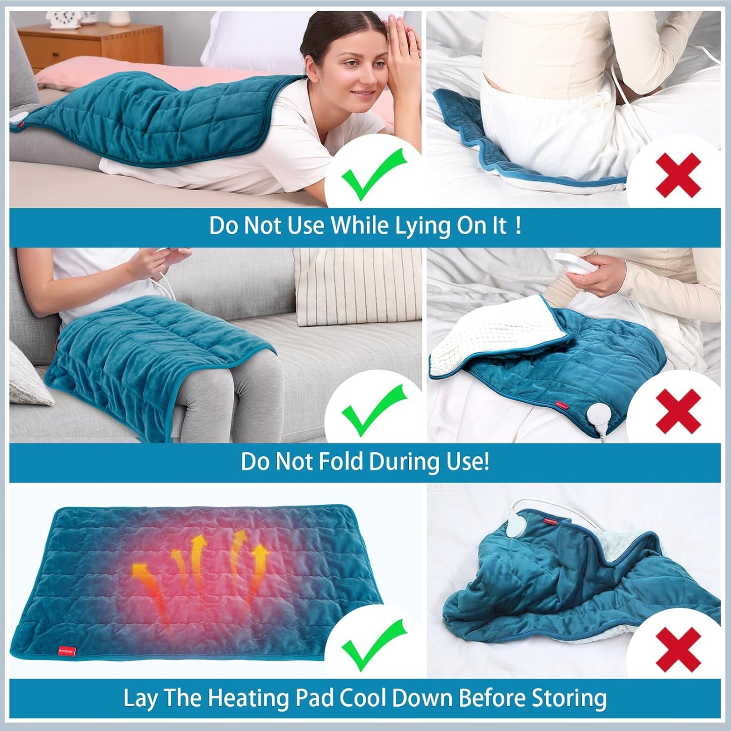 Comfytemp Weighted Heating Pad for Back & Period, FSA Eligible Electric Heat Pad, Birthday Gift for Women Men Mom Dad & Father Day Gifts, 2.2 lb HSA Neck Shoulder Heated Pad, 2H Auto-Off, 12x24, Blue