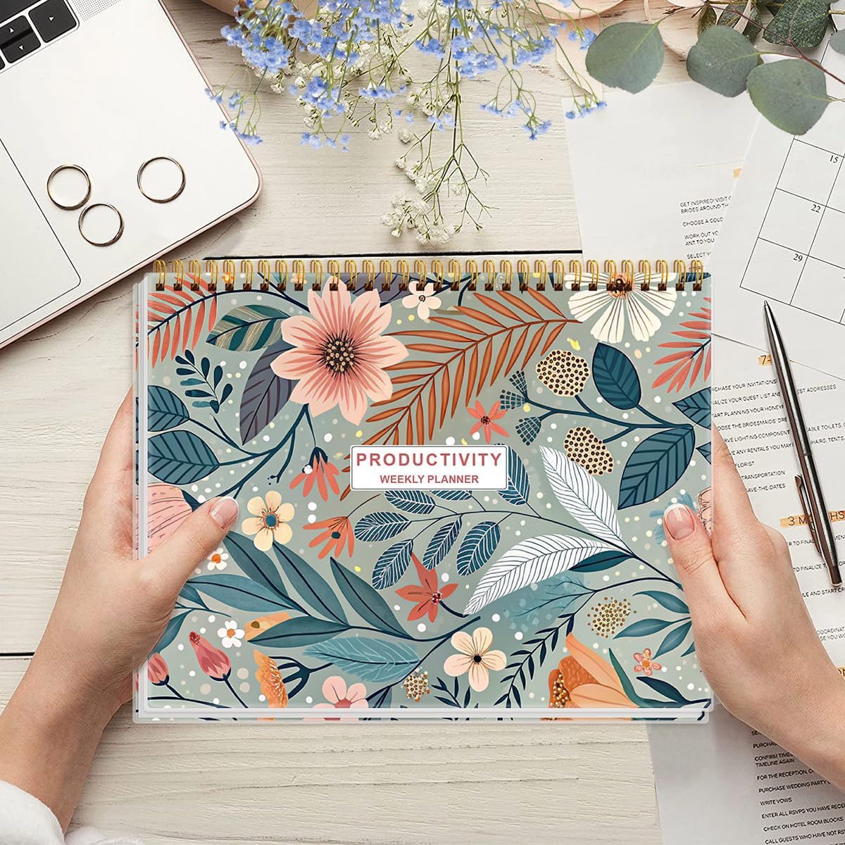 Weekly Productivity Planner - 8.5" x 11" Dashboard Desk Notepad Has 6 Focus Areas to List Tasks for Goals, Projects, Clients, Academic or Meal-Organize Your Daily Work Efficiently, 54 Weeks, Green