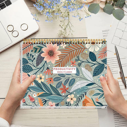 Weekly Productivity Planner - 8.5" x 11" Dashboard Desk Notepad Has 6 Focus Areas to List Tasks for Goals, Projects, Clients, Academic or Meal-Organize Your Daily Work Efficiently, 54 Weeks, Green