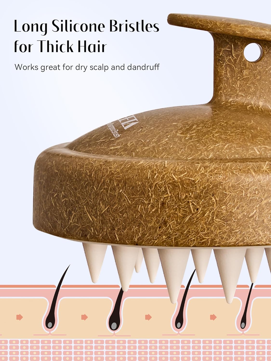 HEETA Scalp Massager Hair Growth, Soft Silicone Scalp Scrubber Shampoo Brush for Exfoliation, Dandruff Removal Head Massage Stress Relax, Wet & Dry Use for Thick Thin Curly Hair Care, Black