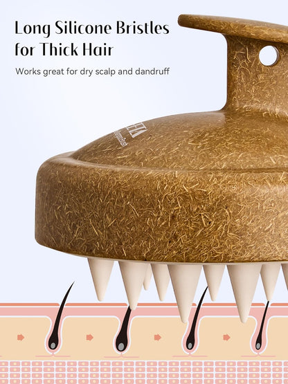 HEETA Scalp Massager Hair Growth, Soft Silicone Scalp Scrubber Shampoo Brush for Exfoliation, Dandruff Removal Head Massage Stress Relax, Wet & Dry Use for Thick Thin Curly Hair Care, Black