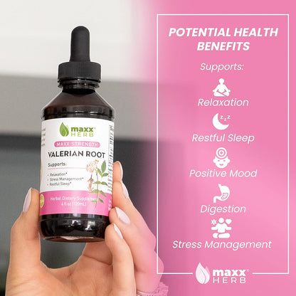 Maxx Herb Valerian Root Liquid Extract for Sleep & Relaxation, 4 Oz