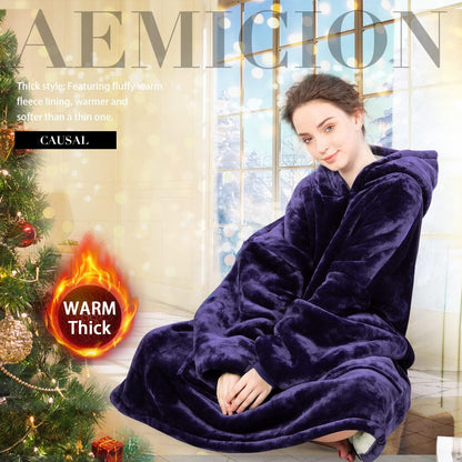 Aemicion Strawberry Blanket Hoodie,Oversized Sherpa Wearable Hooded Blanket,Warm Cozy Sweatshirt Gifts for Women Girls Adult