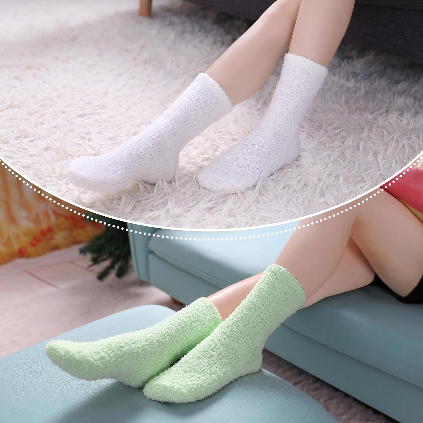 LINEMIN Womens Fuzzy Socks Cozy Fluffy Winter Warm Slipper Socks Microfiber Soft Home Sleeping Socks