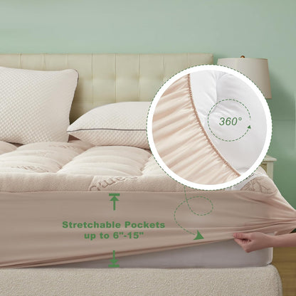 BEDLORE King Mattress Topper Viscose Derived from Bamboo, Thick Pillow Top Mattress Pad with Stretchable Pockets for 6"-18" Mattress, Soft Breathable Mattress Topper for Back Pain Relief(Dark Gray)