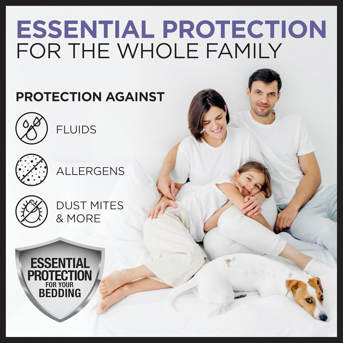 Protect-A-Bed Essential Mattress Protector Full, Dust Mite Resistant, Noiseless and Odor-Resistant Mattress Cover, 100% Waterproof Top, Machine Washable, Fits 11"-18" Mattresses