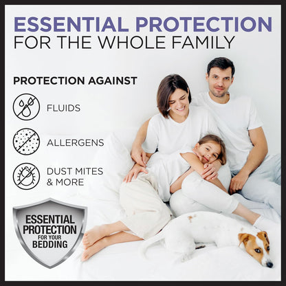 Protect-A-Bed Essential Mattress Protector Full, Dust Mite Resistant, Noiseless and Odor-Resistant Mattress Cover, 100% Waterproof Top, Machine Washable, Fits 11"-18" Mattresses