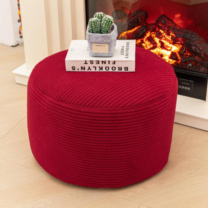 Round Pouf Ottoman 20 x 20 x 14 Inches Boho Poof Home Decor Floor Pouffe Ottoman Foot Rest for Couch Sofa Bean Bag Chairs Living Room Bedroom (Green)