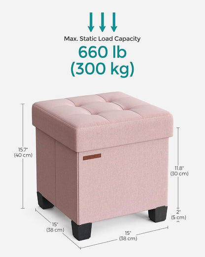 SONGMICS Storage Ottoman, Small Ottoman Foot Rest with Legs, 12.6 x 15.7 x 13.2 Inches Foot Stool, Load up to 660 lb, for Living Room, Bedroom, Dorm, Slate Gray ULSF012G01