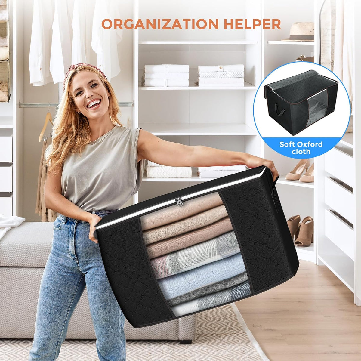 90L Large Storage Bags, Clothes Storage Bins Closet Organizers