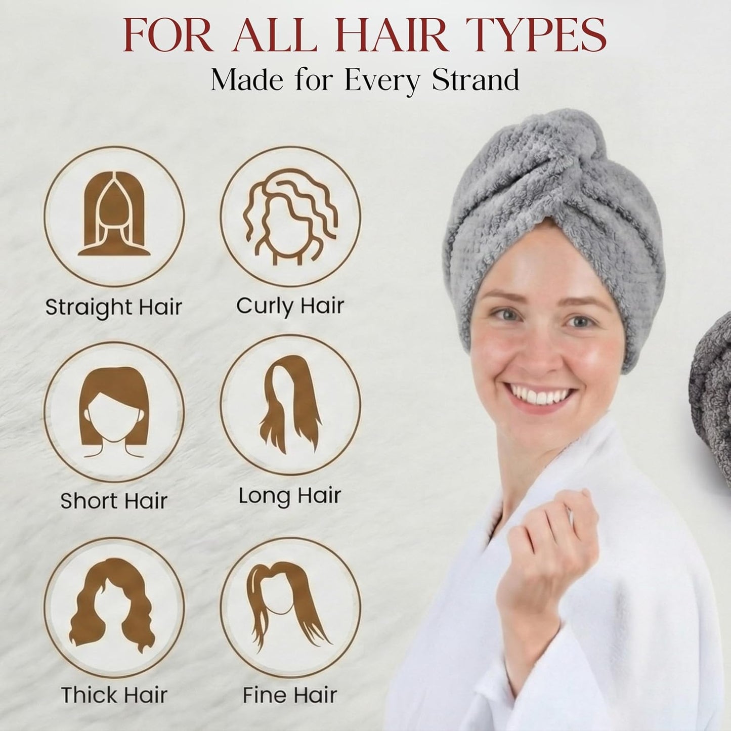3 Pack Microfiber Hair Towel Wrap for Women 26 x 10 in | Hair Drying Towel with Button |Hair Turban Towel Quick Dry Coral Fleece Head Towels (Pink + Blue + Grey)