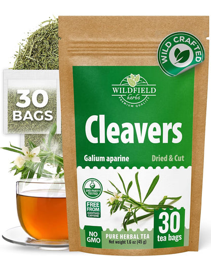 30 Bags Cleavers Herbal Tea (Galium Aparine) - 1.5g Tea Bag 30 Count Dried Cleavers Herb Tea