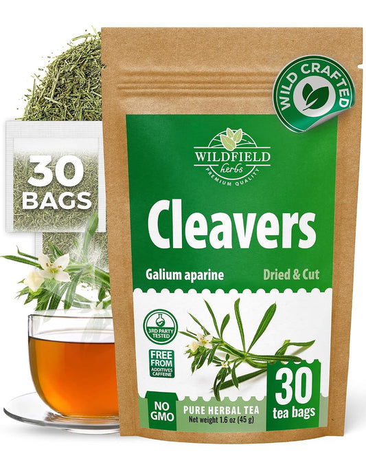 30 Bags Cleavers Herbal Tea (Galium Aparine) - 1.5g Tea Bag 30 Count Dried Cleavers Herb Tea