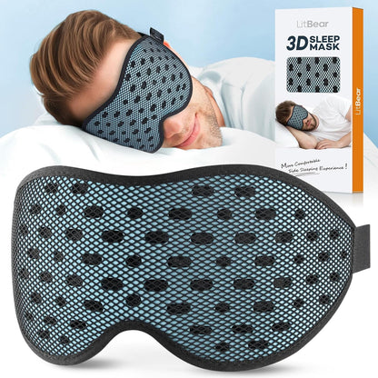 LitBear Breathable Sleep Mask, 3D Eye Mask Sleep for Side Sleeper Women Men