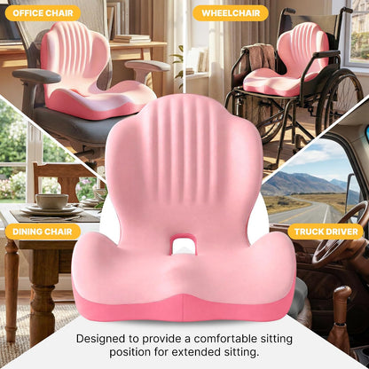 Ergonomic Seat Cushion, Office Chair Seat Cushions with L-Shaped Design, Memory Foam Orthopedic Cushion with Coccyx Hollow, Lumbar Support & Tailbone Pain Relief for Car, Truck, Gaming Chair (Black)