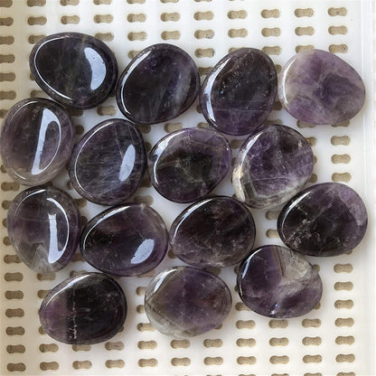 Fekuar Natural Moonstone Crystal Thumb Worry Stone, Hand Carved Healing Crystal Teardrop Pocket Worry Stones for Anxiety Stress Relief Meditation