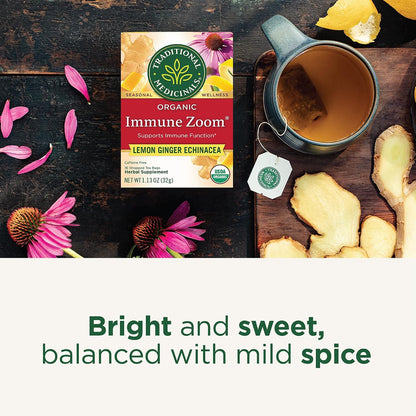 Traditional Medicinals Organic Immune Zoom Lemon Ginger, 16 Tea Bags
