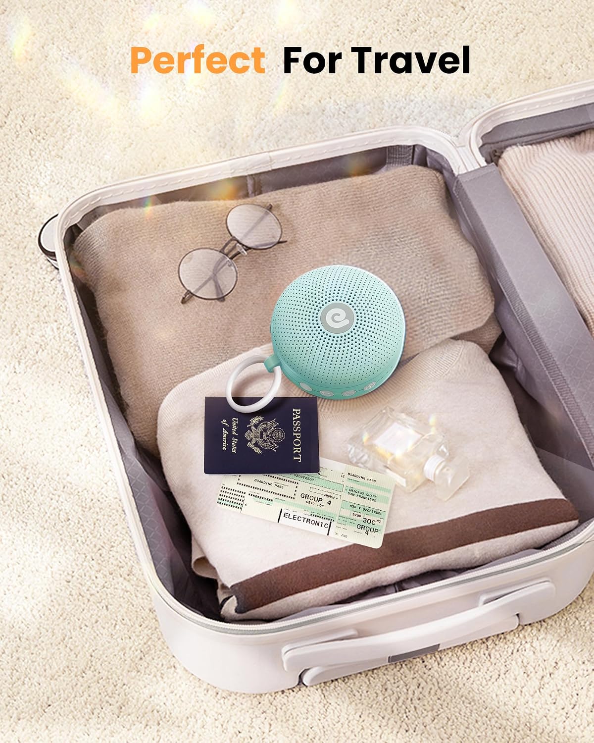 Dreamegg Portable Noise Machine for Baby Adult, Features Powerful Battery, 21 Soothing Sound, Noise Canceling for Office & Sleeping, Sound Therapy for Home, Travel, Registry Gift, Classic White