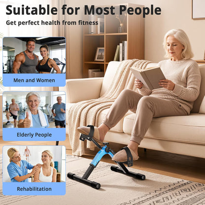 Folding Pedal Exerciser Mini Exercise Bike Under Desk Bike for Arms and Legs Workout, Portable Desk Bike Peddler Machine for Sedentary Officer & Seniors