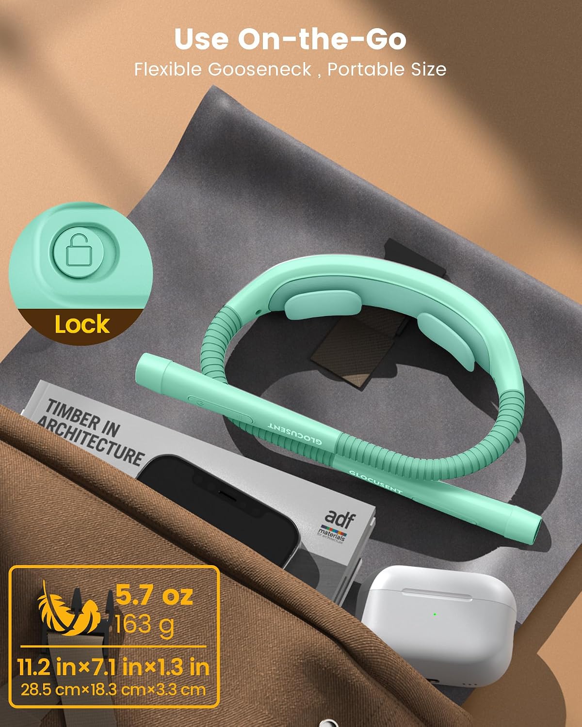 Glocusent Neck Light with Timer, 100 Hours Book Light for Bedtime Reading