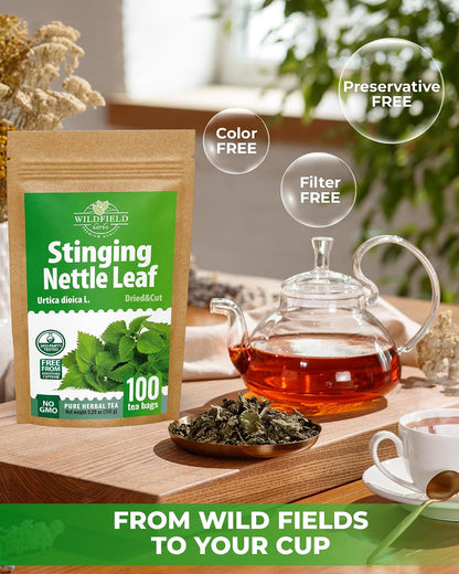 100 Bags Nettle Leaf Tea Dried Stinging Nettle Herb (Urtica Dioica) - 100 Count 1.5g Tea Bags Herb Hojas De Ortiga