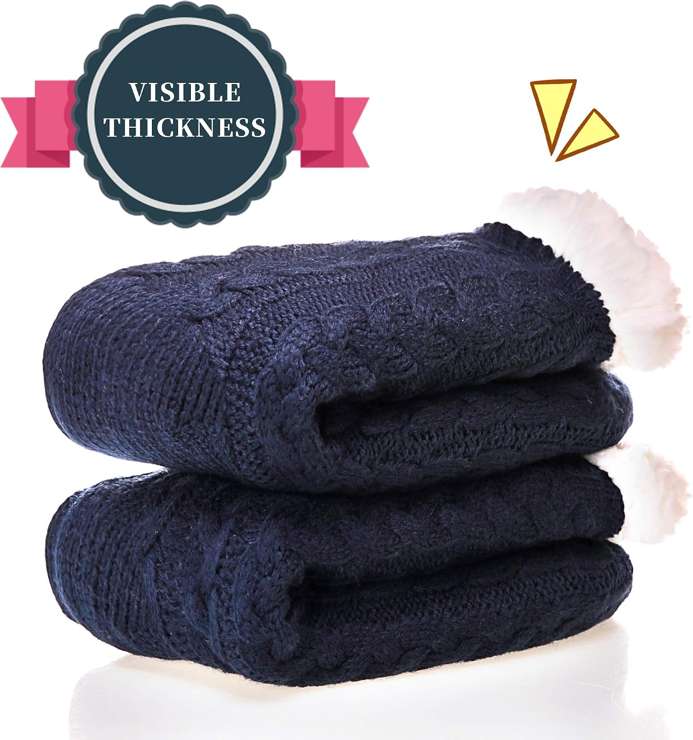 SDBING Women's Winter Super Soft Warm Cozy Fleece Lined Fuzzy Slipper Socks with Grippers