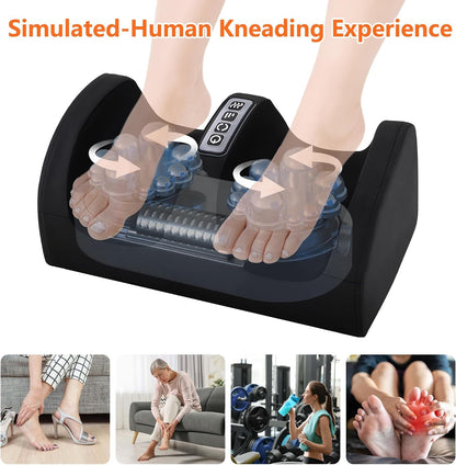Foot Massager with Heat, Electric Foot and Calf Massager with Roller, Deep Tissue Massage for Plantar Fasciitis, Neuropathy & Pain Relief, Gifts for Women & Men(Dark Black)