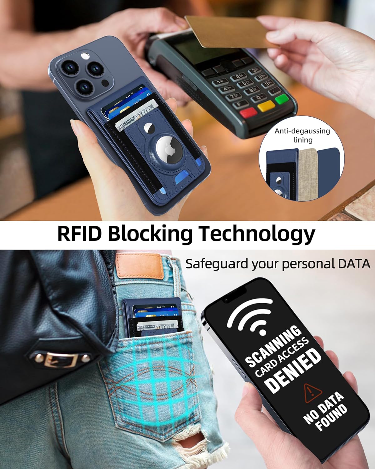 For Magsafe Wallet Stand with Airtag Holder, 10 Cards Holder, RFID Blocking