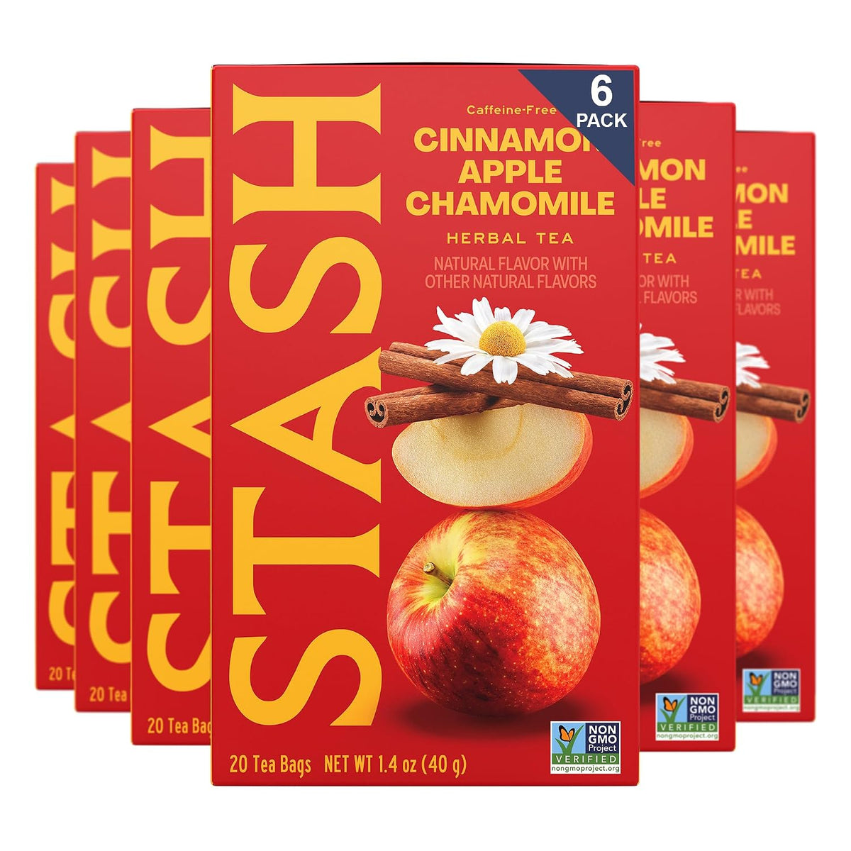 STASH Cinnamon Apple Chamomile Herbal Tea, 120 Bags (6 Boxes of 20), Caffeine Free