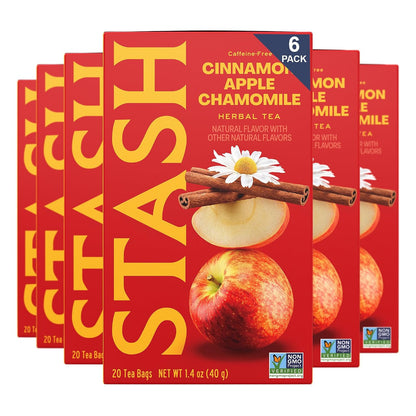 STASH Cinnamon Apple Chamomile Herbal Tea, 120 Bags (6 Boxes of 20), Caffeine Free