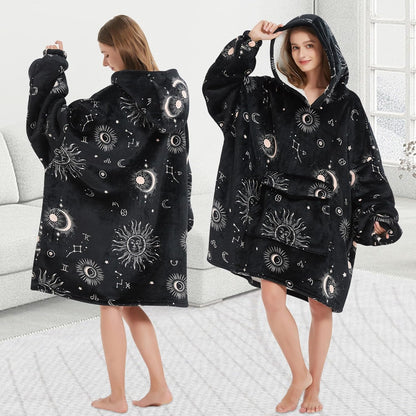 Mewkou Wearable Blanket Hoodie for Adult,Oversized Sherpa Fleece Blanket Hoodie for Women Men,Grey