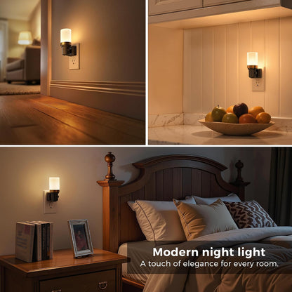 L LOHAS LED Night Light, Dimmable Night Lights Plug into Wall, Automatic Night Lights Plug in with Auto Light Sensor,Adjustable Brightness Amber LED Night Light, for Bedroom Hallway Home Decor