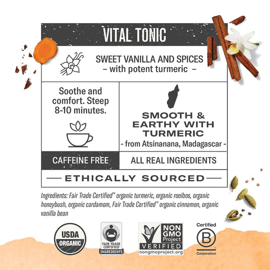 Numi Organic Amber Sun Turmeric Tea, 15 Herbal Tea Bags, Caffeine Free