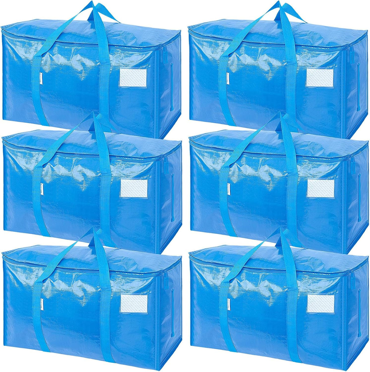 TICONN Extra Large Moving Bags Heavy Duty with Zippers & Carrying Handles, Durable Storage Bags Moving Boxes for Closet Organizers and Storage (Blue)