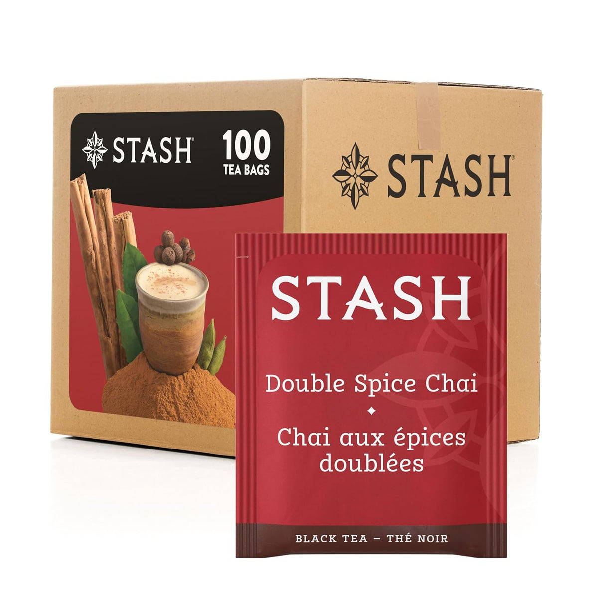 STASH Double Spice Chai Black Tea, 100 Bags Bulk Pack, Caffeinated