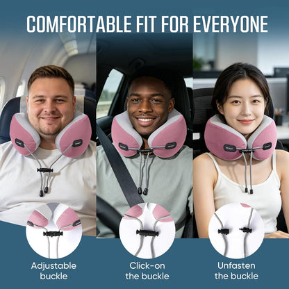 SKYTRAX COMF® Premium Ergonomic Memory Foam Travel Neck Pillow, Washable Cooling Ice Silk Cover, Firm Neck Support for Airplane Long Flights & Pain Relief, with Portable Carry Case (Grey)