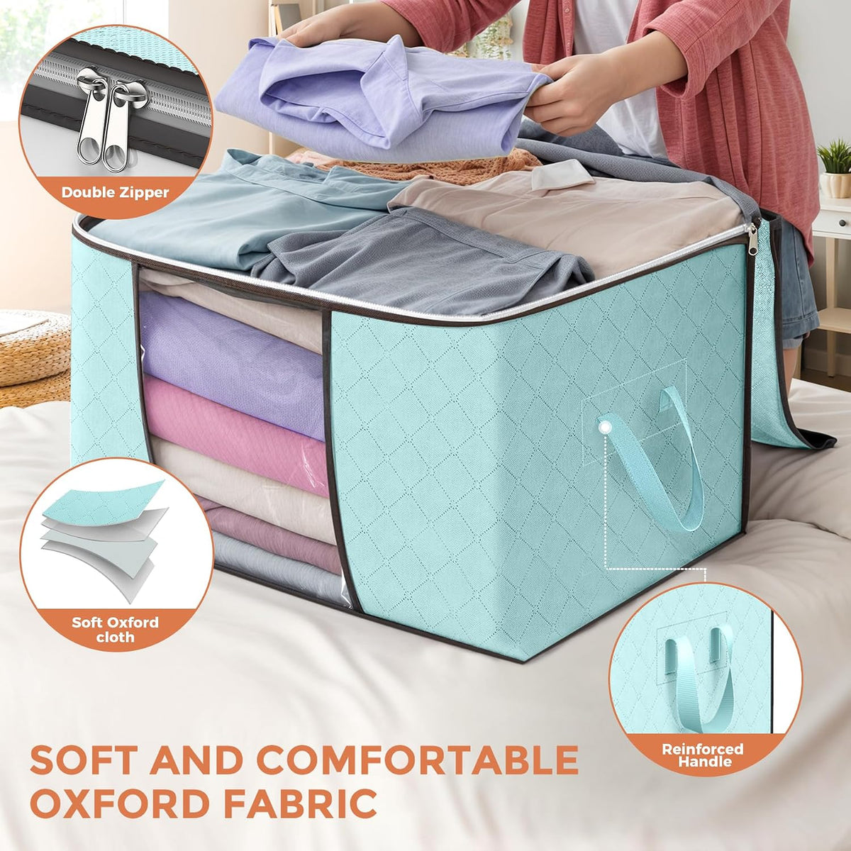 90L Large Storage Bags, Clothes Storage Bins Closet Organizers