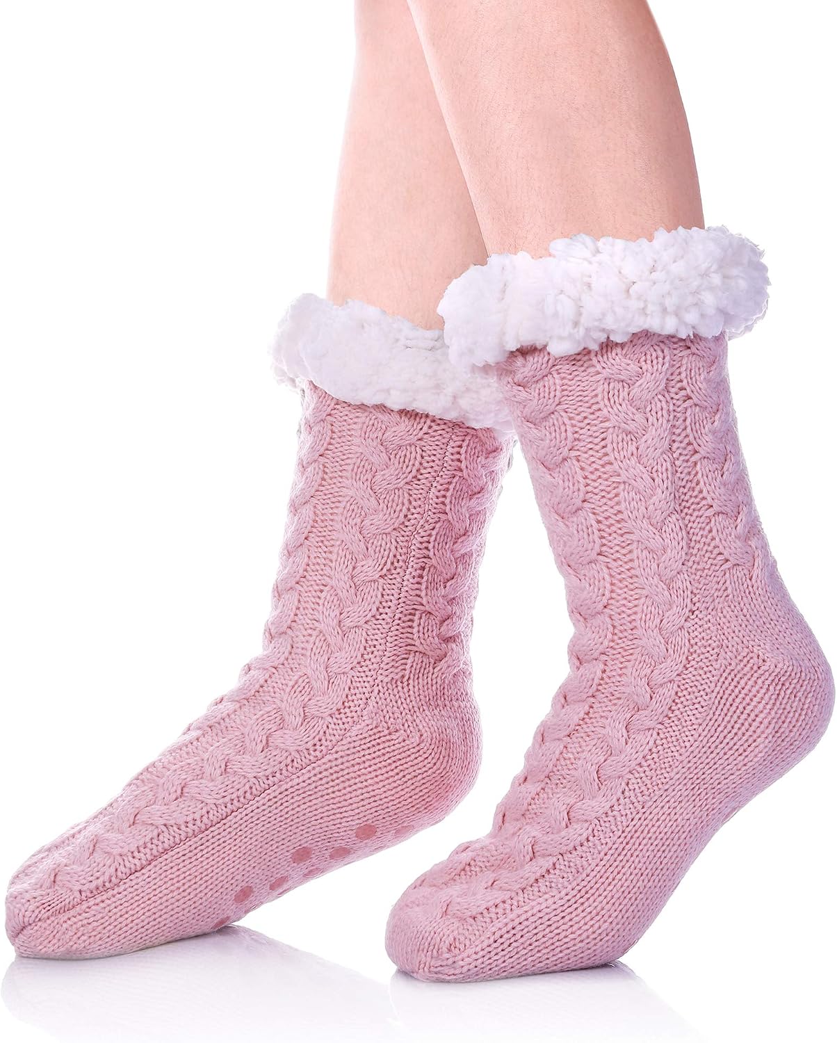 SDBING Women's Winter Super Soft Warm Cozy Fleece Lined Fuzzy Slipper Socks with Grippers