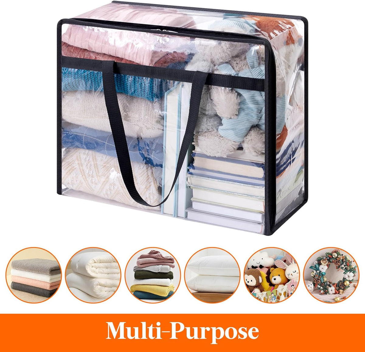 Lifewit 45L Clear Clothes Storage Bags,Plastic Foldable Blanket Storage Bag