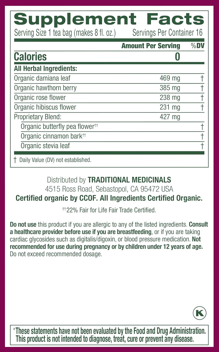 Traditional Medicinals Organic Rosy Mood, 16 Tea Bags