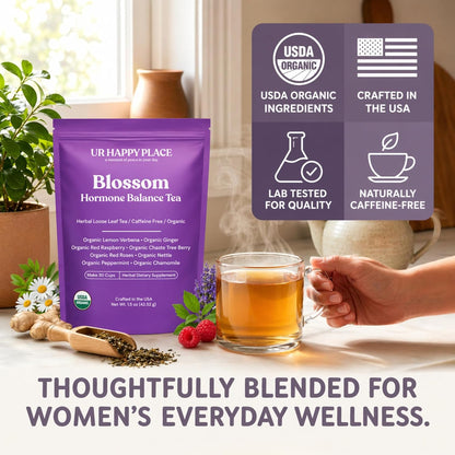 Hormone Balance Tea for Women, Organic Red Raspberry Leaf, Caffeine Free