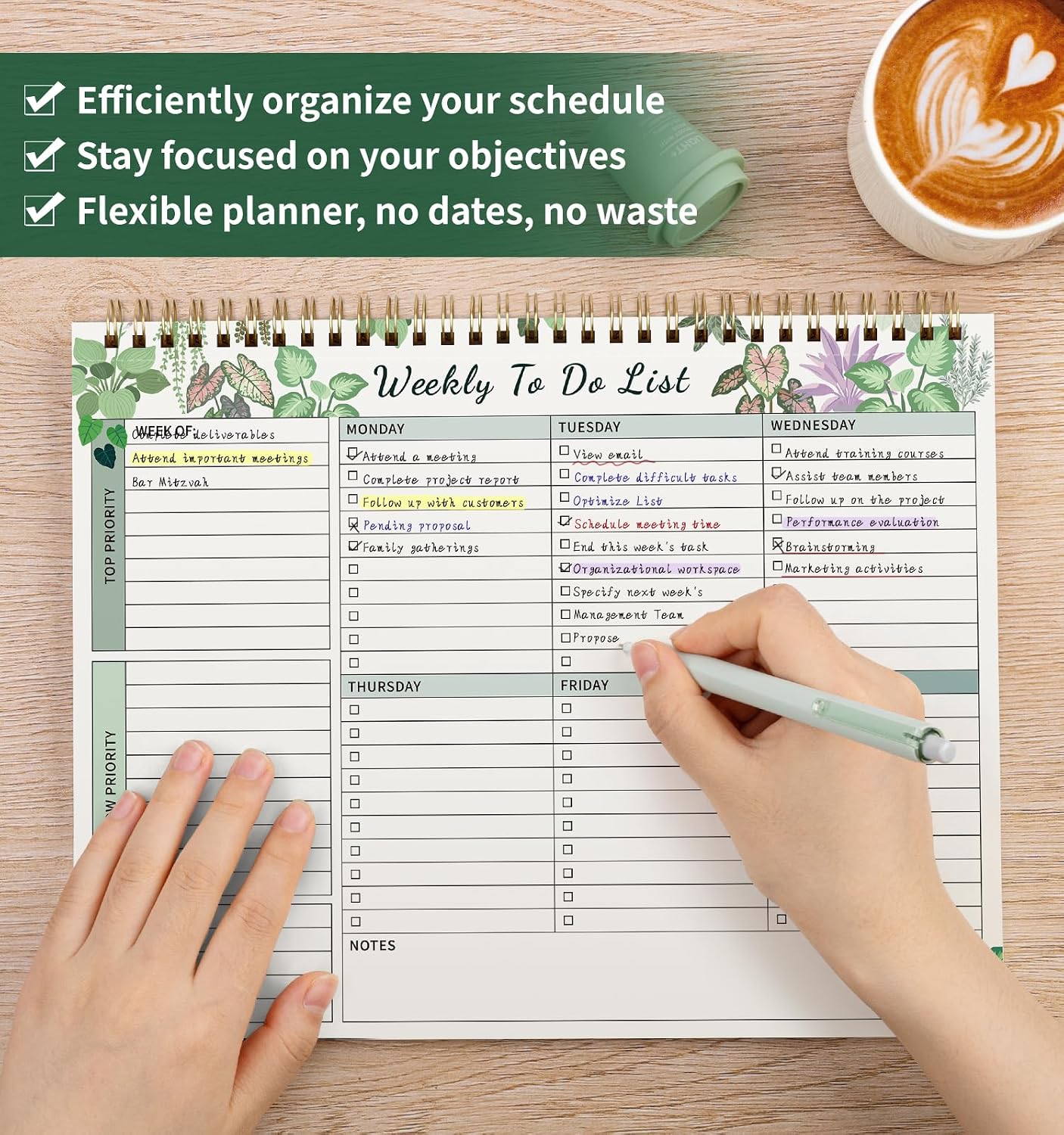 104 Pgs To Do List Notepad, 52 Undated Sheets Duplex-printed