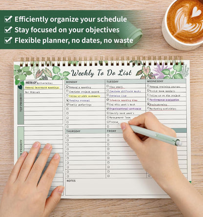 104 Pgs To Do List Notepad, 52 Undated Sheets Duplex-printed
