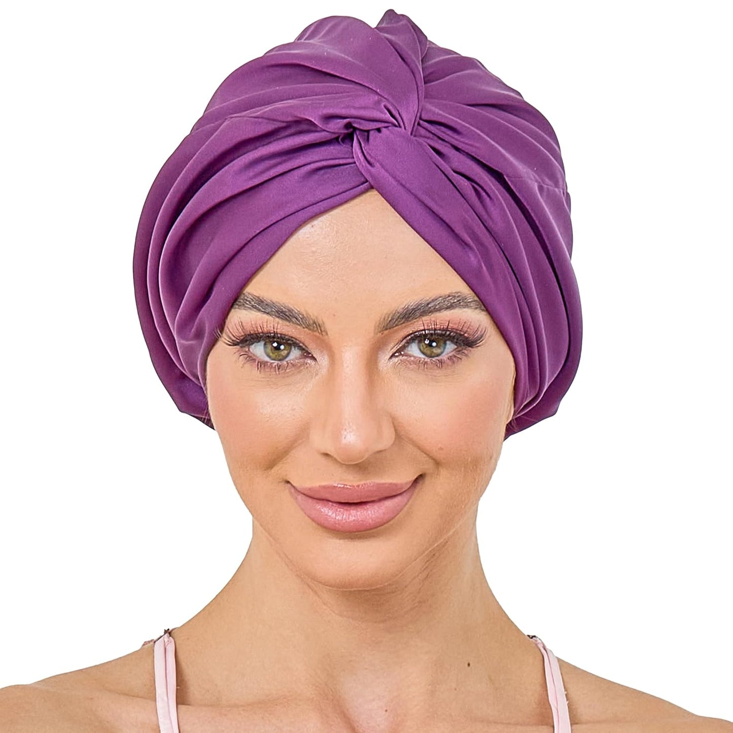 Adjustable Silk Satin Bonnet for Sleeping Hair Wrap, Double Layer Sleep Cap, Night Turban for Large Long Curly Braid Women Men Hair - Matcha Green