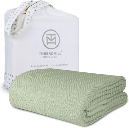Threadmill Travel Blanket Cotton Viscose from Bamboo - Airplane Premium Soft Flight Grey Throw Blanket in Cloth Bag (Grey Color) Compact & Portable Blanket for Travel, Car, Picnic & Camping