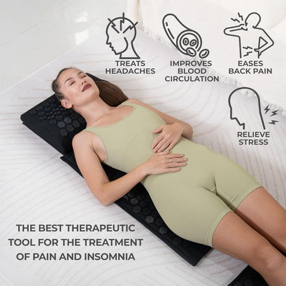 BalanceMate® Acupressure Mat Set with 6,210 Pressure Points for Pain Relief and Relaxation Kit for Back, Neck, and Sleep – Yoga and Meditation Pillow (Soft Cream)