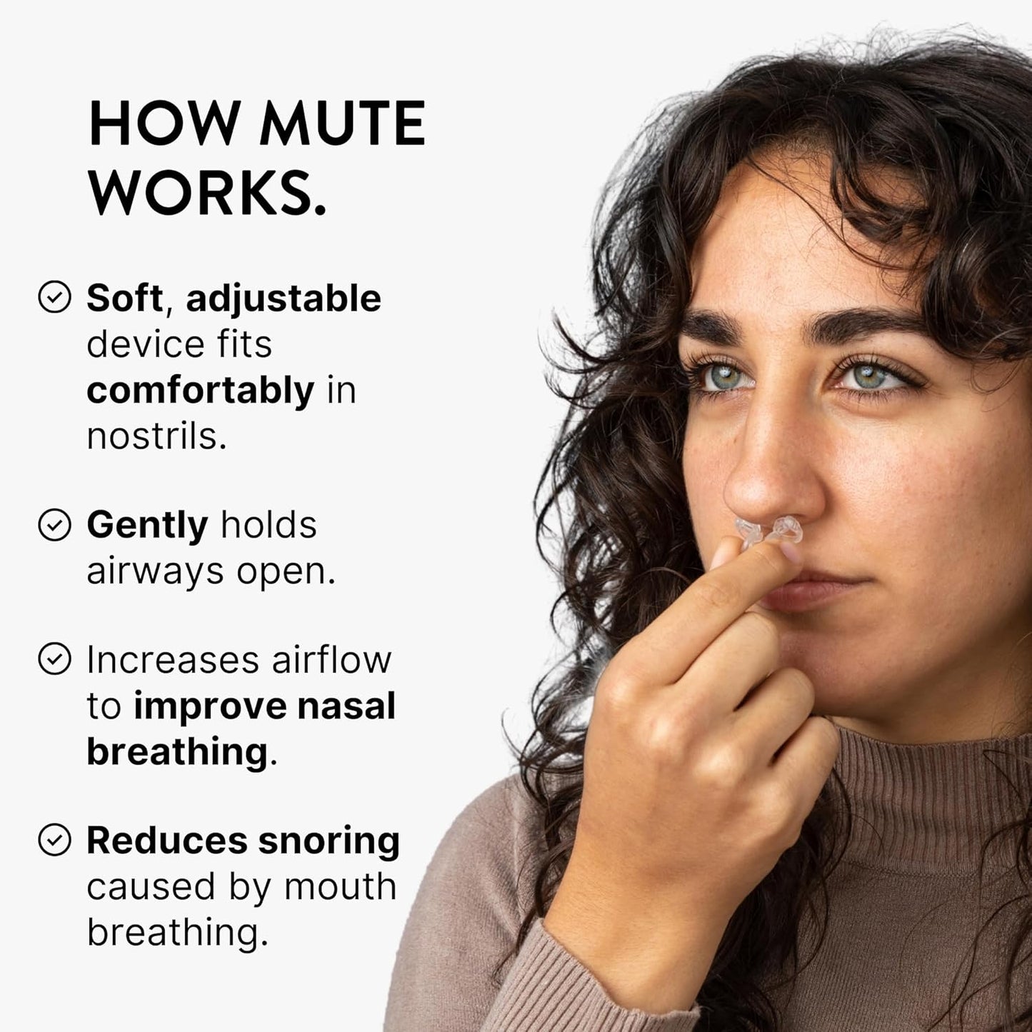 Mute Nasal Dilator Snoring Solution | Starter Pack 3 Sizes | Snore Less & Sleep Better | Nasal Strip Alternative | Comfortable Breathing Aids for Better Sleep & Improved Airflow