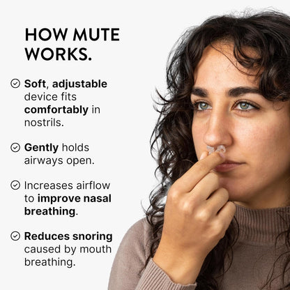 Mute Nasal Dilator Snoring Solution | Starter Pack 3 Sizes | Snore Less & Sleep Better | Nasal Strip Alternative | Comfortable Breathing Aids for Better Sleep & Improved Airflow