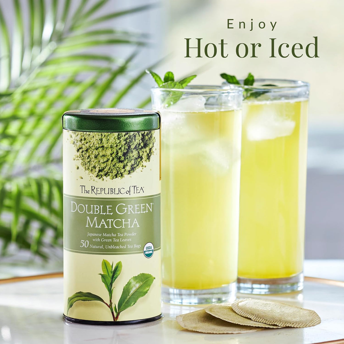 The Republic of Tea Organic Double Green Matcha, 50 Count